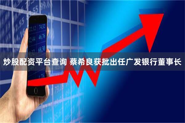 炒股配资平台查询 蔡希良获批出任广发银行董事长